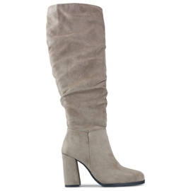 Bottines en daim pour femme, beige foncé