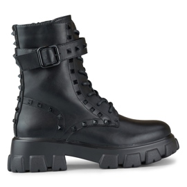 Bottes workwear noires pour femmes à clous
