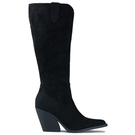 Santiags femme en daim noir le noir