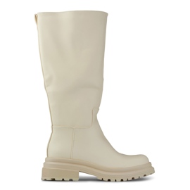 Bottes beiges à tige large en éco-cuir Bottes beiges à tige large en éco-cuir