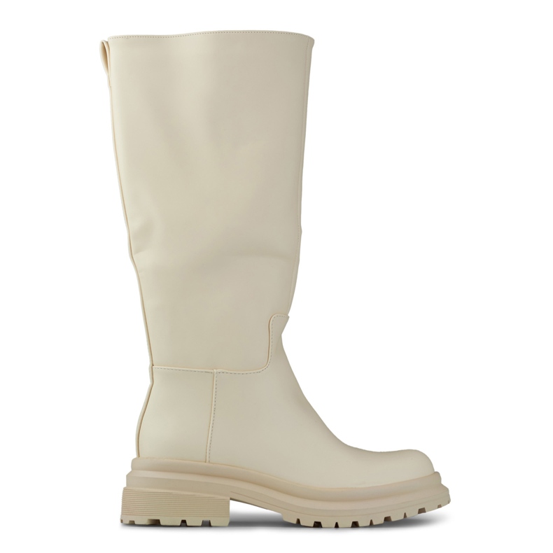 Bottes beiges à tige large en éco-cuir Bottes beiges à tige large en éco-cuir