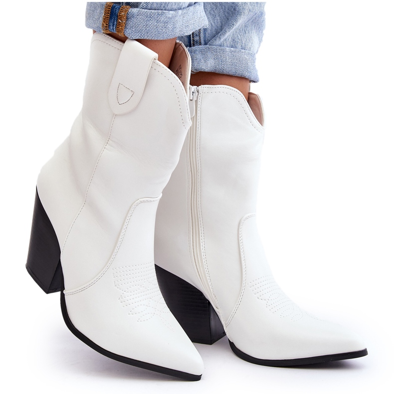 Bottes Cowboy À Talons Hauts Pour Femme Blanc Melaitia blanche