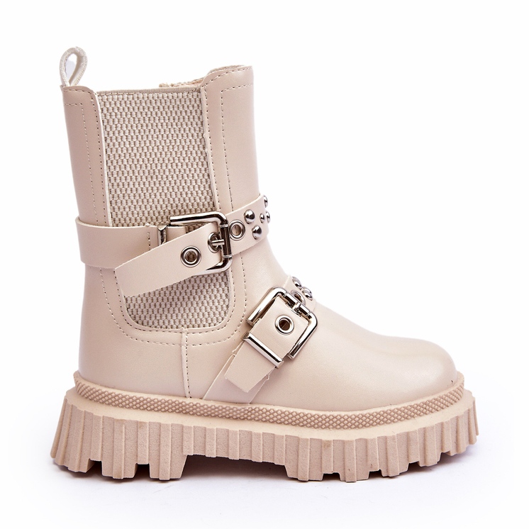 Bottines zippées beiges pour fille par Adeneia