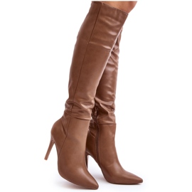 Cuissardes à talons hauts pour femme, beige foncé Sirenpha