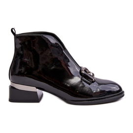 Vinceza Bottes vernies à talons bas pour femmes, isolées, noires Loos le noir