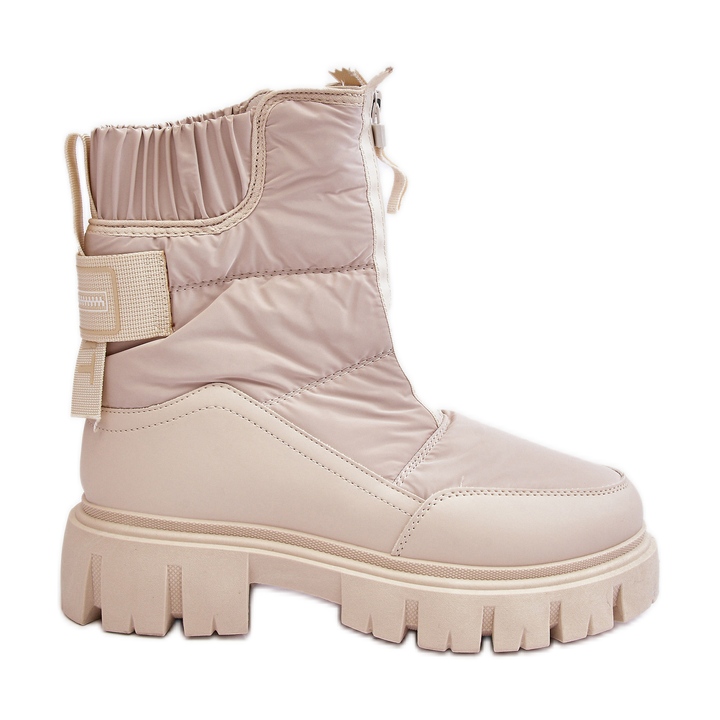 Vinceza Bottes de neige Hixe beige clair pour femmes avec fermeture éclair isolées avec de la fourrure