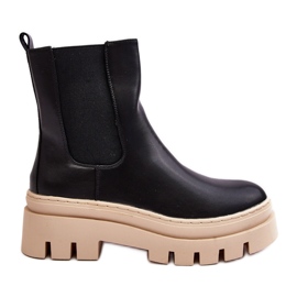 Vinceza Bottes Worker Femme Noir et Beige Loretta