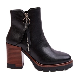 Vinceza Bottines en cuir pour femmes noires Brittney