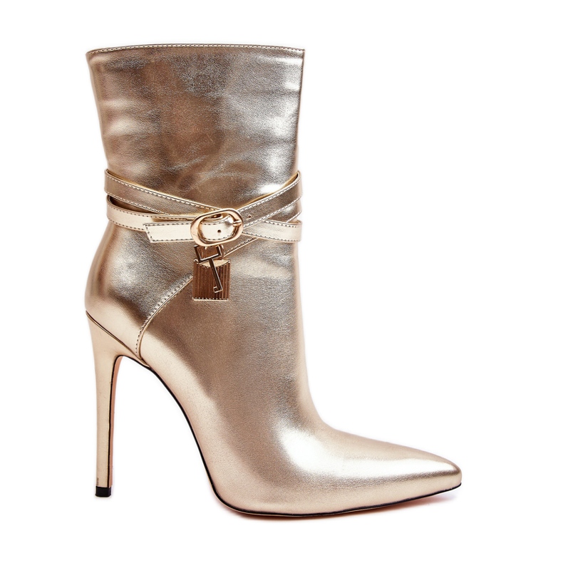Bottines À Talons Hauts Pour Femmes Avec Lanières Doré Casulle d'or