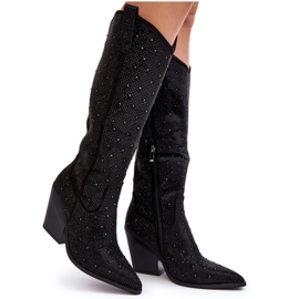 Cuissardes Cowboy Femme Ornées De Strass, Noir Poelstra