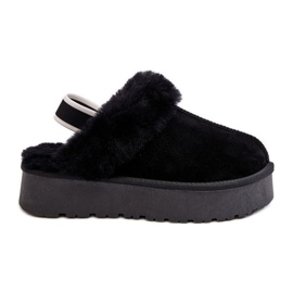 Pantoufles plateforme femme Sophienne noires avec fourrure le noir