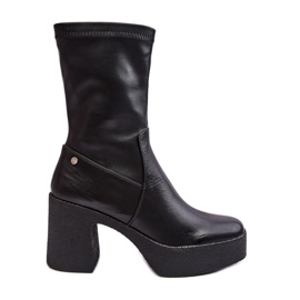 Bottines en cuir pour femmes GOE MM2N4047 Noir le noir