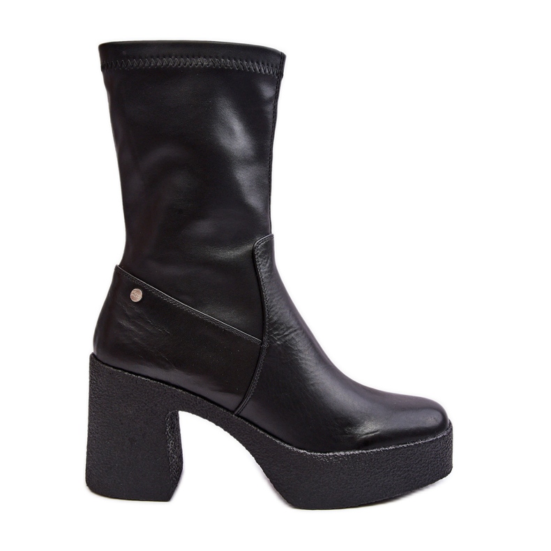 Bottines en cuir pour femmes GOE MM2N4047 Noir le noir
