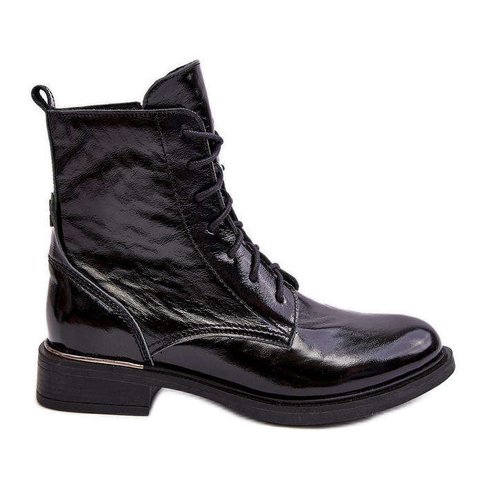 Bottines noires isolées confortables vernies Lemar Revin le noir