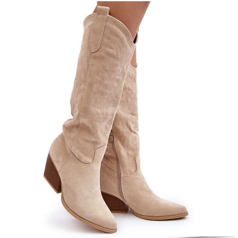 Bottes de cowboy beige clair pour femmes par Sloana