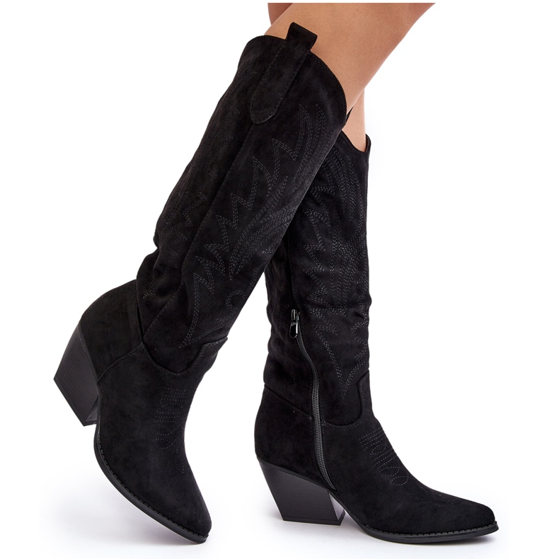 Bottes de cowboy pour femmes sur un talon haut noir Sloana le noir Bottes de cowboy pour femmes sur un talon haut noir Sloana le noir