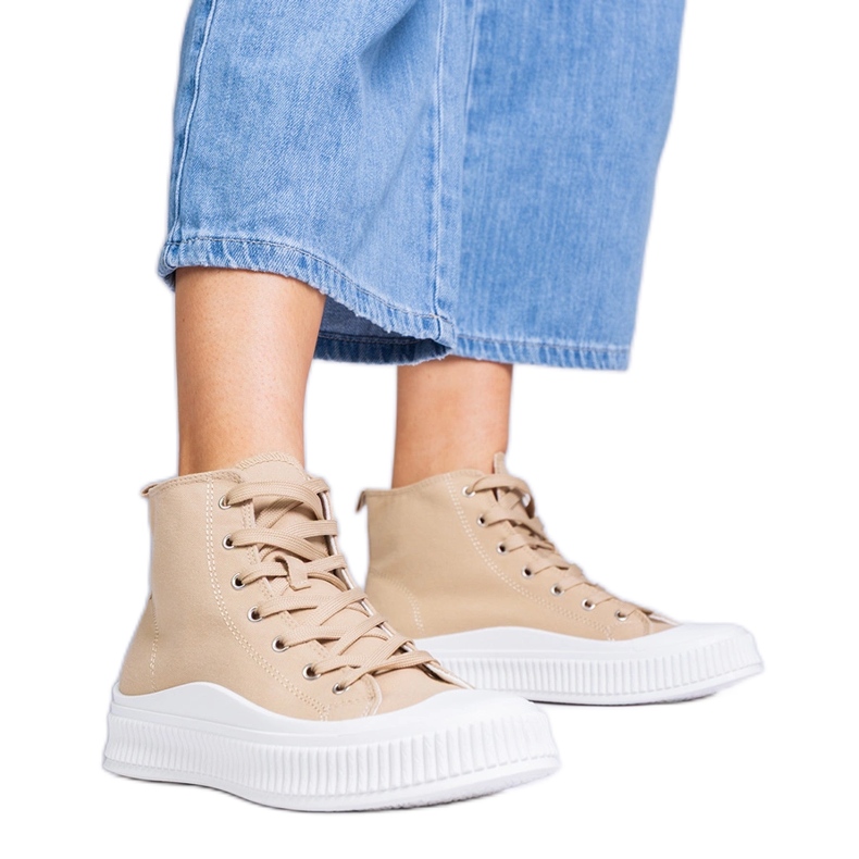 Baskets à plateforme beige foncé de Guerrino