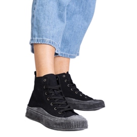 Baskets montantes noires à plateforme de Guerrino