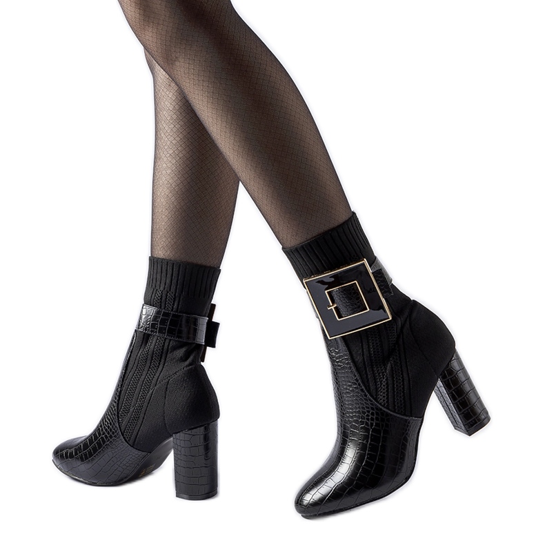 Bottines chaussettes Enrice noires à imprimé animal le noir Bottines chaussettes Enrice noires à imprimé animal le noir