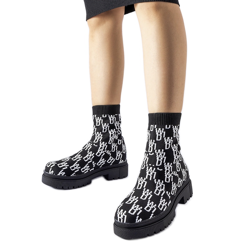 Boots chaussettes massives noires et blanches par Salomone le noir