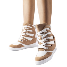 Baskets compensées blanches et beiges de Pantaleone