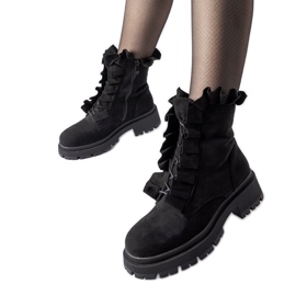 Bottines noires à volants, éco-daim Sterpito le noir