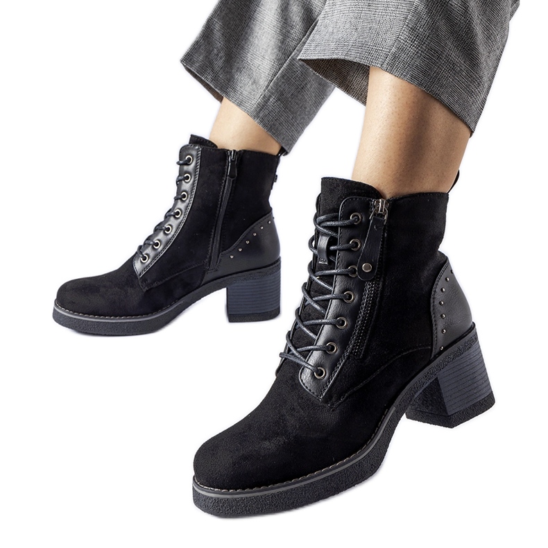 Bottines Graziella en éco-daim noir le noir