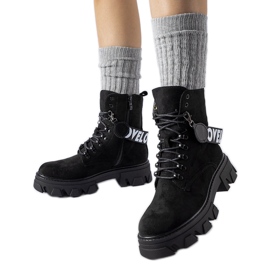 Bottines noires à bride décorative amovible