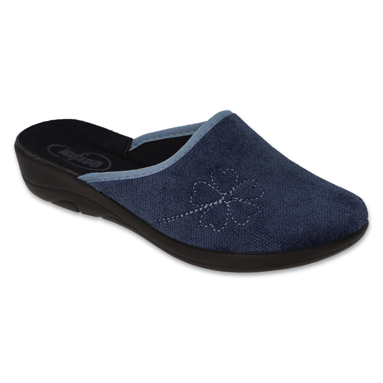 Befado chaussons femme en pu 552D022 bleu marine avec broderie