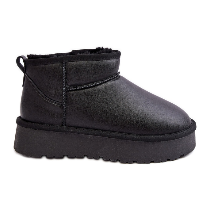 Bottes de neige à plateforme en cuir pour femmes Noir Loreley le noir