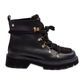 Bottines trappeuses en cuir pour femmes GOE MM2N4082 Noir le noir