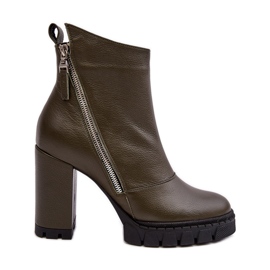 Bottes à talons hauts en cuir à la mode Laura Messi 2509 Vert foncé