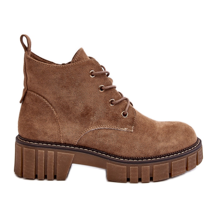 Sergio Leone Bottines à lacets isolées en daim, Beige foncé, Bjorg