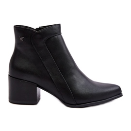 Sergio Leone Bottines noires à talons bas en cuir Cidi le noir