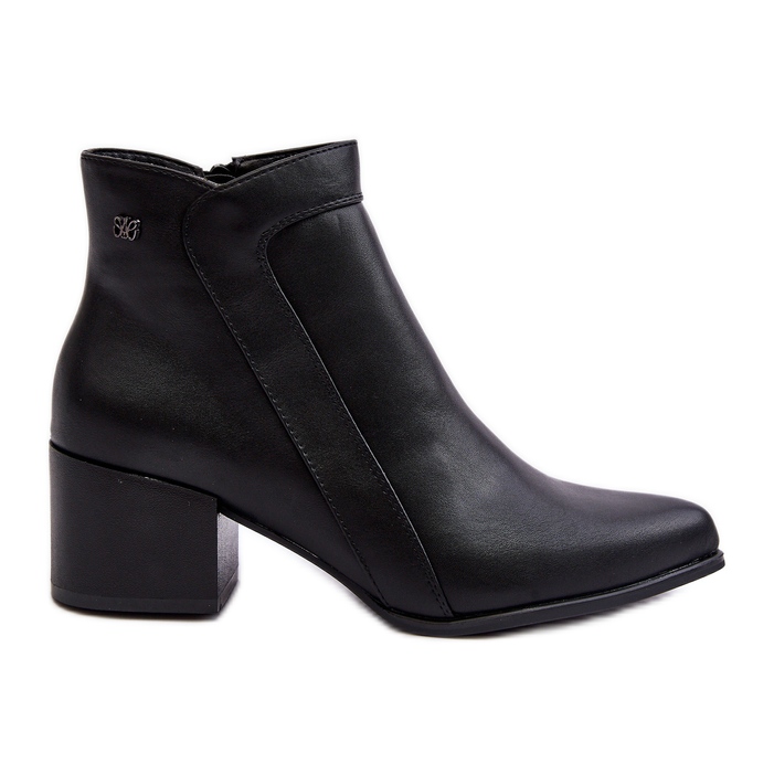 Sergio Leone Bottines noires à talons bas en cuir Cidi le noir