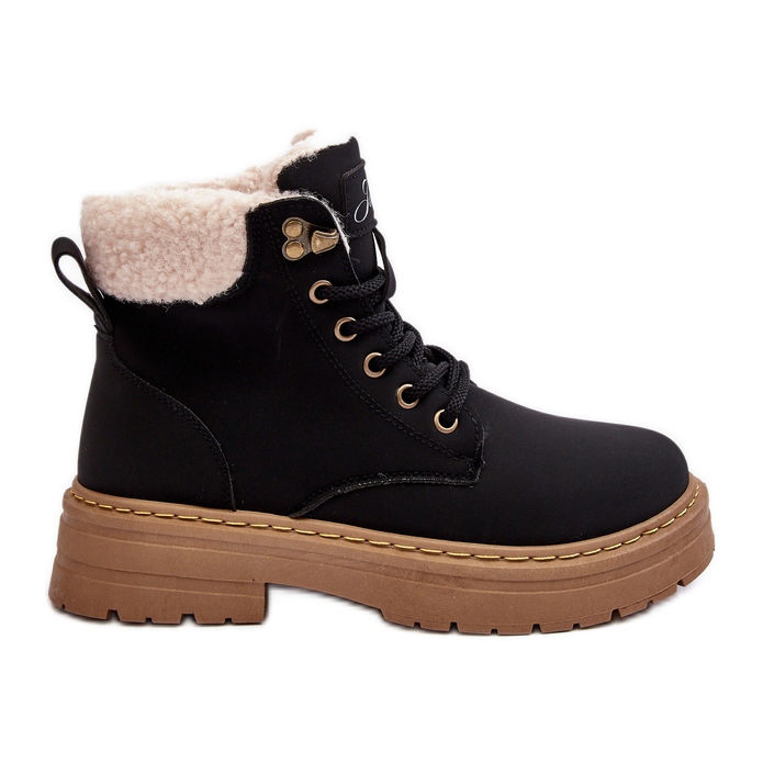 Bottes en cuir avec peau de mouton pour femme, noir Lynnvia le noir