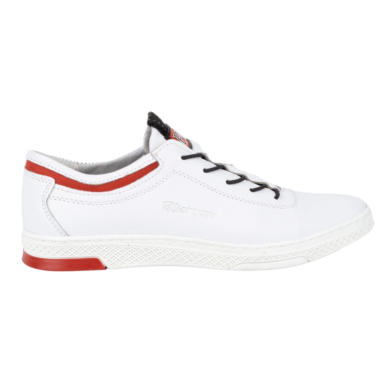 Polbut Chaussures de sport décontractées en cuir pour hommes K23, blanches avec rouge Polbut Chaussures de sport décontractées en cuir pour hommes K23, blanches avec rouge