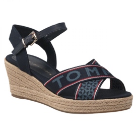 Tommy Hilfiger Sandale compensée basse en sangle W FW0FW06297 bleu