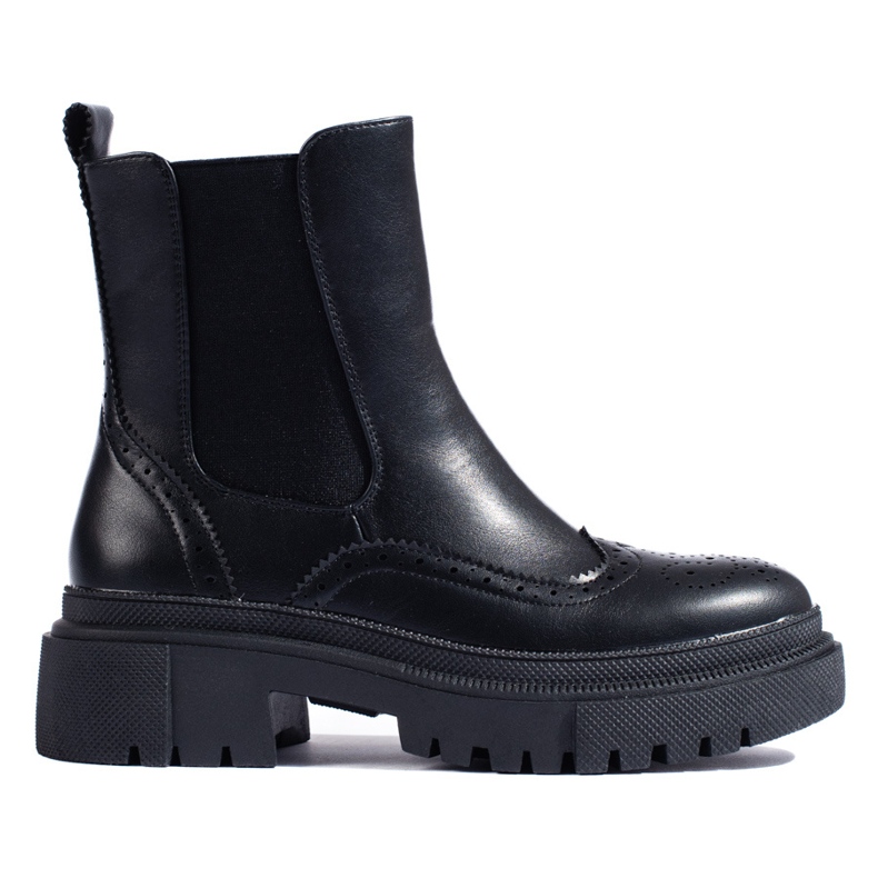 Bottines Chelsea ajourées noires Shelovet le noir