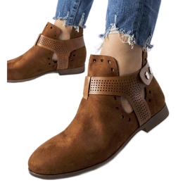 Bottines basses ajourées caramel de Lungodora brun