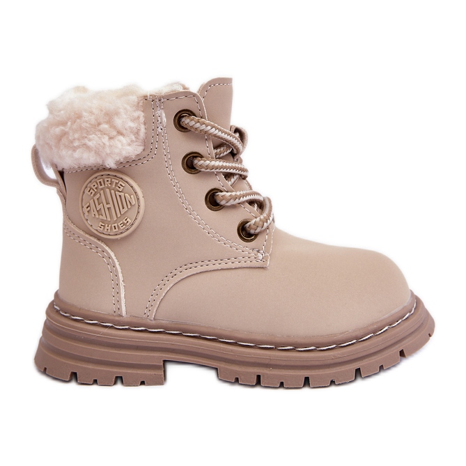 Bottines Trappeur Enfant Fermeture Éclair et Peau de Mouton Beige Marialee Bottines Trappeur Enfant Fermeture Éclair et Peau de Mouton Beige Marialee