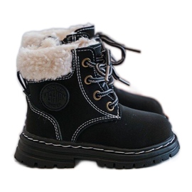 Bottines Trappeur Enfant avec Fermeture Éclair et Peau de Mouton, Noir Marialee