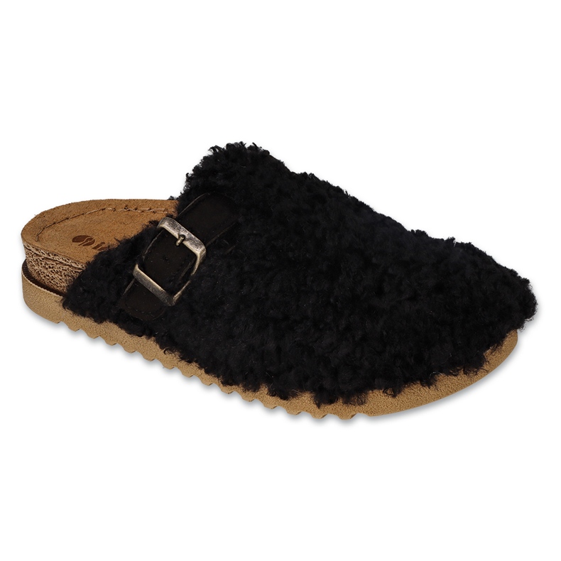 Chaussons femme Inblu avec empiècement en cuir 155D147 noir le noir