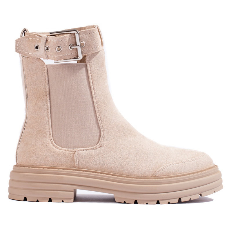 Bottines en daim beige avec boucle Shelovet