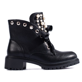 Bottes de travail noires avec perles Shelovet le noir Bottes de travail noires avec perles Shelovet le noir