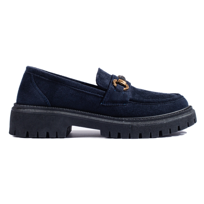 Mocassins femme Shelovet en daim bleu marine
