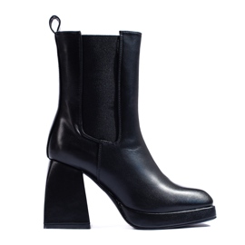 Bottines femme à talon large, noires Shelovet