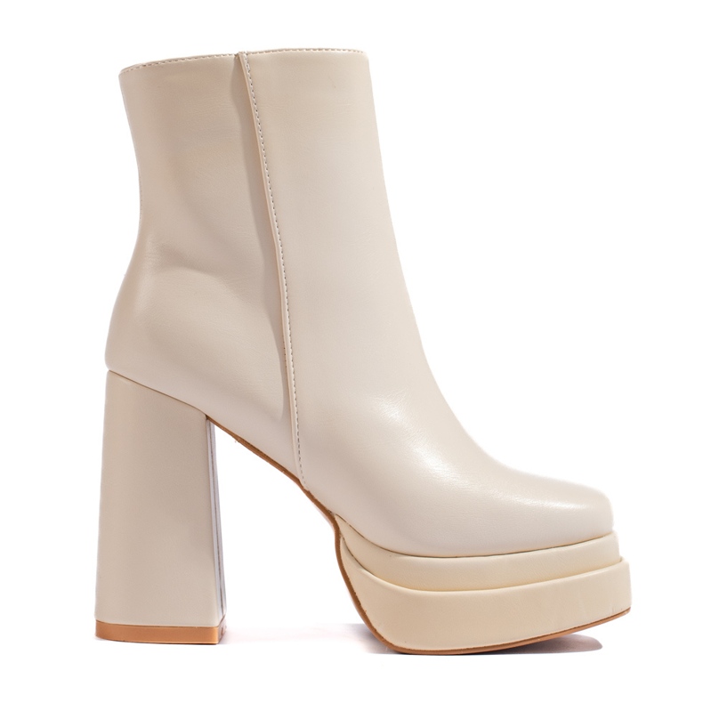Bottines à talons hauts crème Shelovet beige
