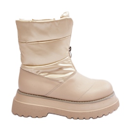 Bottes de neige pour femmes sur semelle épaisse avec fermeture éclair GOE MM2N4079 Beige