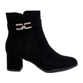 Bottines à talon bas pour femme avec décoration noir Numissa